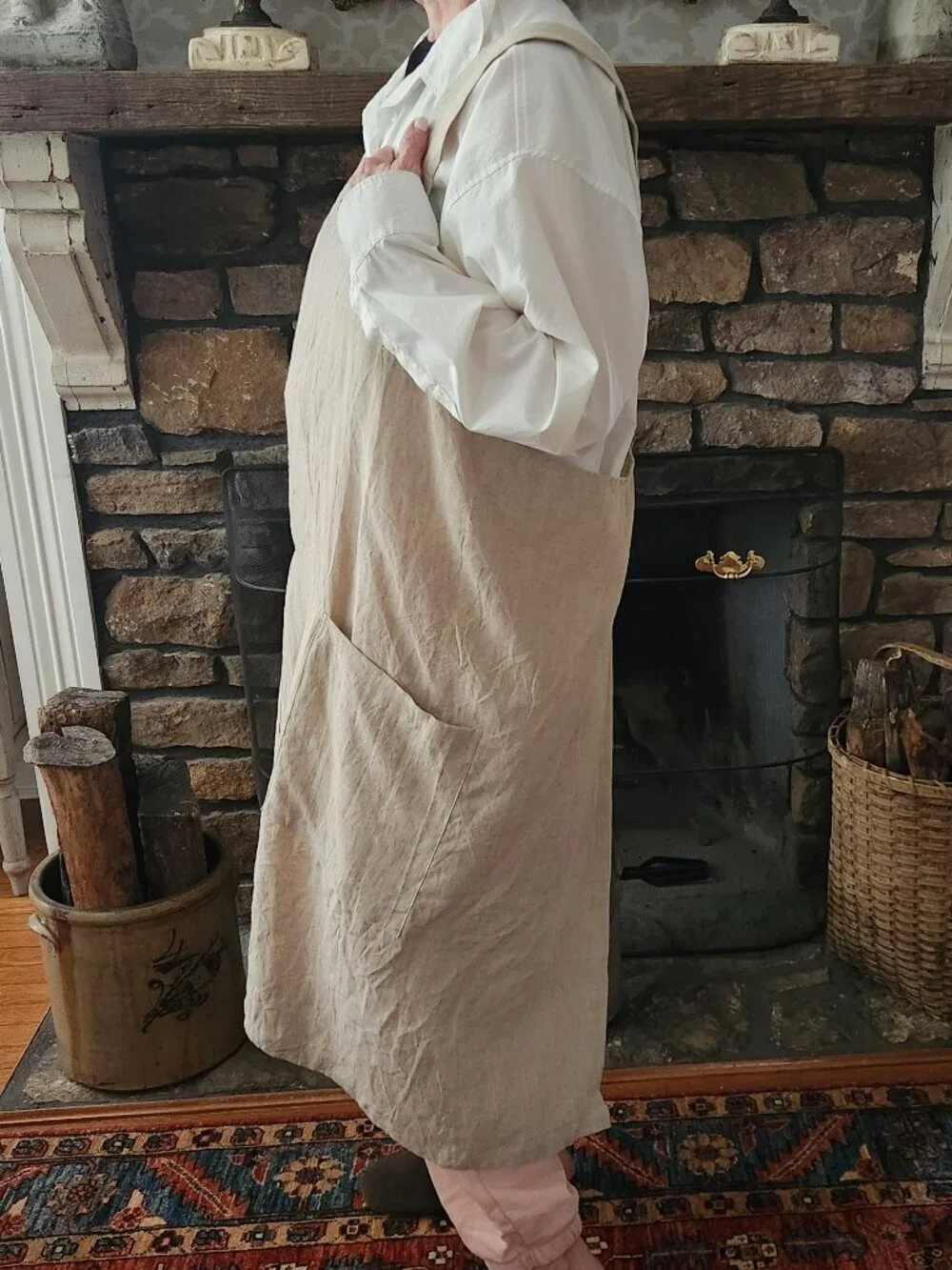 Vikolino Linen Cross Back Pinafore Apron